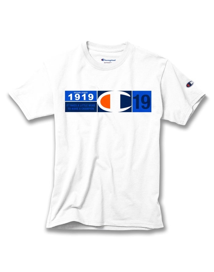 Champion T-Shirt Jongens - Wit - Cotton Knockout C Logo ( 742305-DTP )